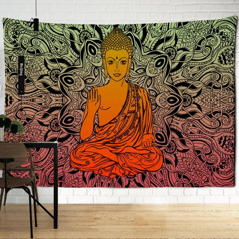 Indischer Buddha Mandala Wandteppich Bohemian Dekoration B: 95 cm, H: 70 cm - Bild 2