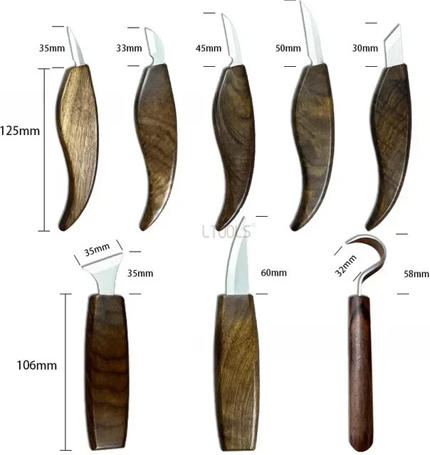 LTOOLS Mini Holzschnitzmesser Set zum Kanten Trimmen und Anfasen in Braun - Bild 1