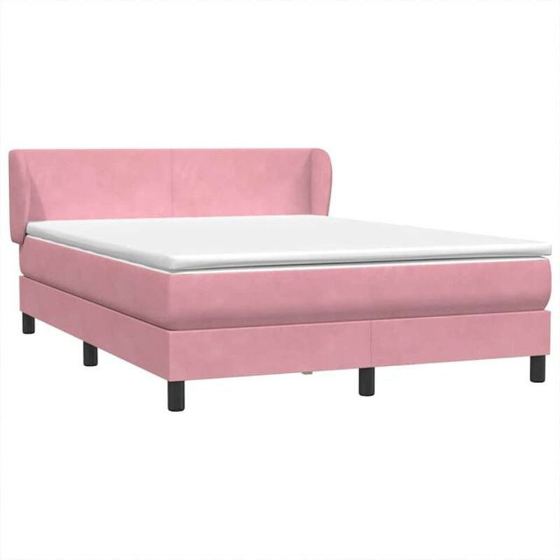 vidaxl Boxspringbett mit Matratze in Rosa und Weiß aus Samt, B/T/H: 160 x 210 cm - Bild 1