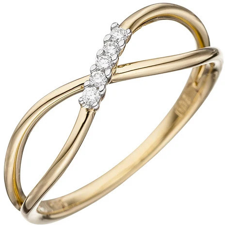 Colfem Ring 585 Gelbgold, 5 Diamanten, Damen, Größe 54 - Bild 1
