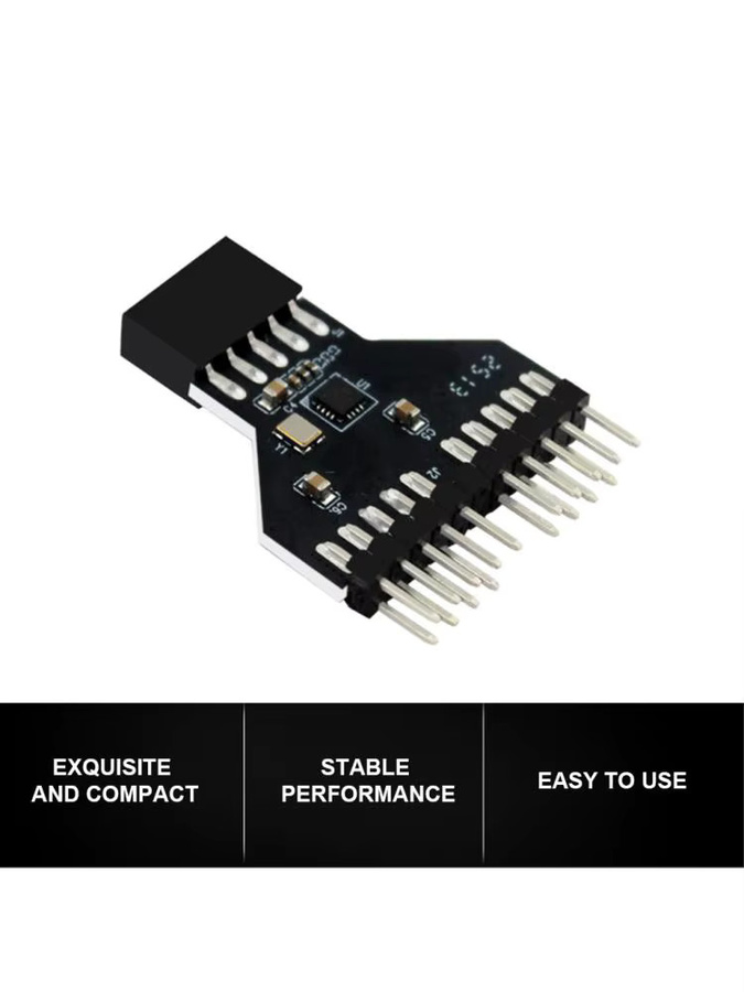 VODOOL USB 2.0 9-Pin auf USB 3.0 19-Pin Adapter Konvertierungskabel für RGB-Lampen und Lüfter, Schwarz - Bild 7