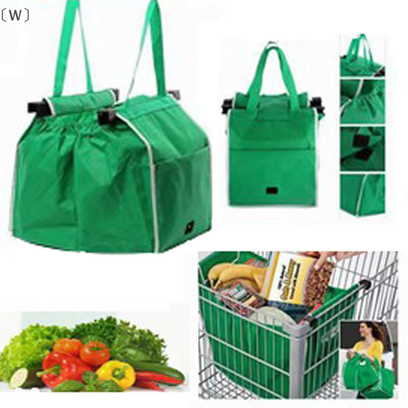 ieniaW Parque Umweltfreundliche Trolley-Tasche in Grün, faltbare und wiederverwendbare Supermarkt-Einkaufstasche mit großem Fassungsvermögen, B/H/T: 45,0 x 38,0 x 0 cm - Bild 2