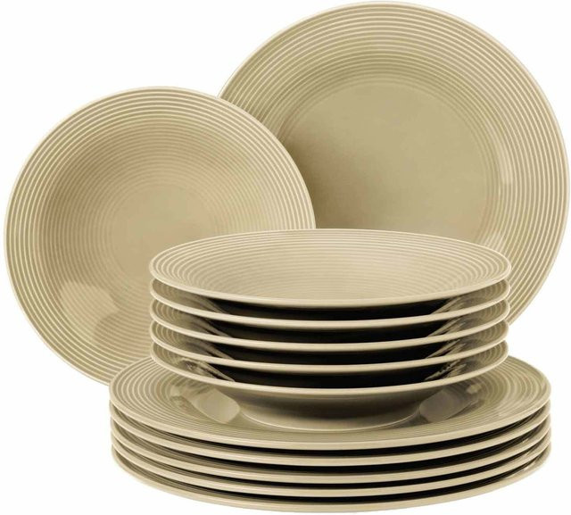 Seltmann Weiden Tafelservice Beat Color Glaze aus Porzellan, 12-teilig, Beige - Bild 1