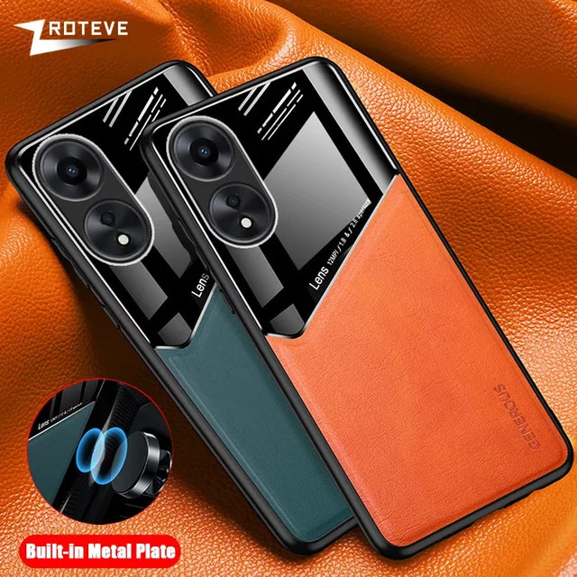 Zroteve Magnetische Handyhülle aus PU Leder und hartem PC für Oppo A58, A38, A18 und A78 4G in Grün - Bild 1