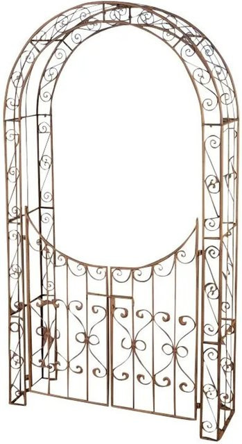 DELUKE Rosenbogen WEIMAR mit Tor Rankhilfe aus Metall in Antik-Braun, B/T/H: 135 x 41,5 x 245 cm - Bild 1