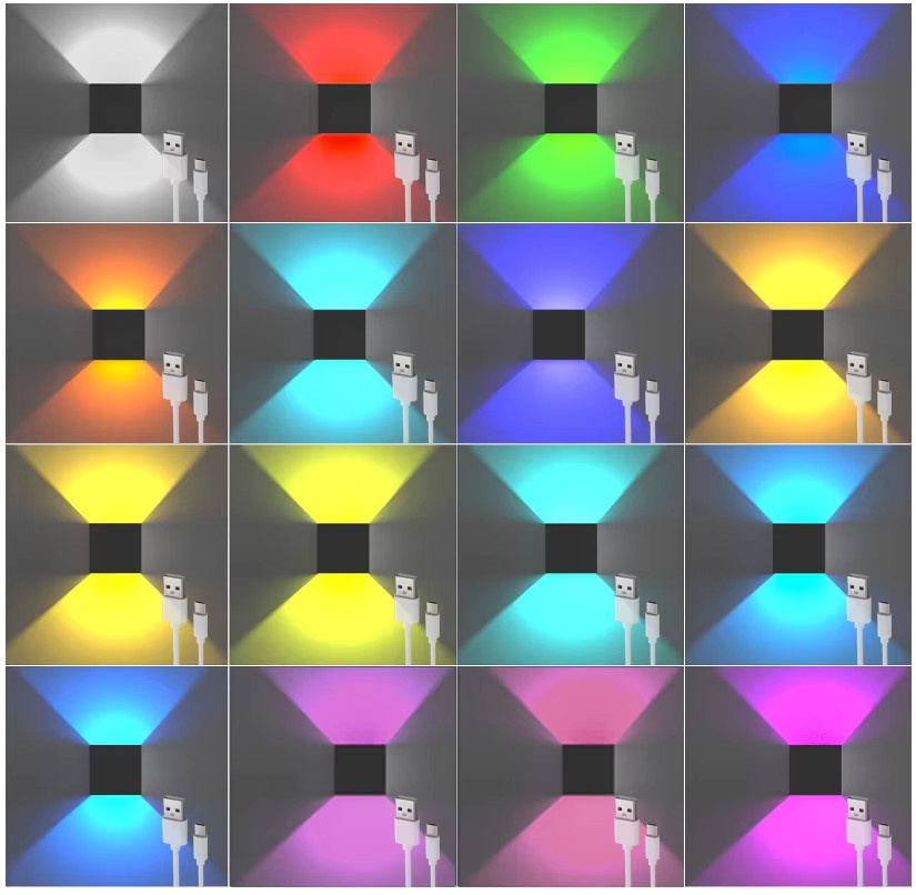 YooE RGB LED-Wandleuchte in Multicolour mit Fernbedienung und USB-Ladefunktion für Wohnzimmer, Flur und Treppen - Bild 3