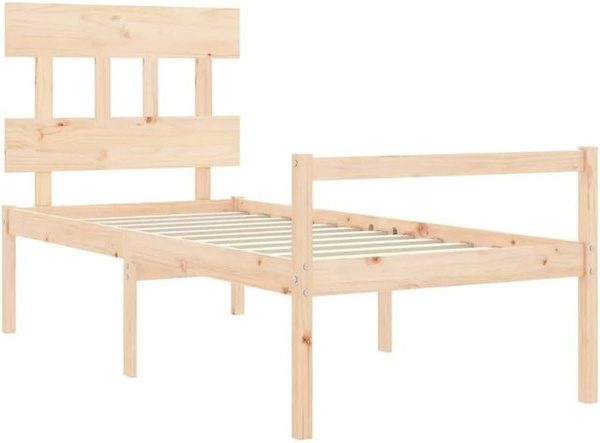 vidaXL Seniorenbett aus massivem Kiefernholz mit Kopfteil, Farbe Braun, B/T/H: 90 x 200 cm