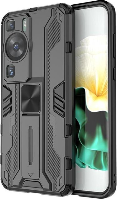 Stoßfeste Handyhülle mit Magnethalterung und Kameraschutz für Huawei P60, P60 Pro und P60 Art in Schwarz - Bild 1
