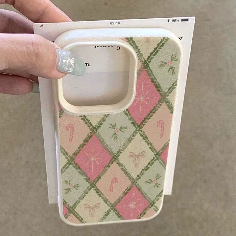 Anti-Drop TPU Handyhülle mit Schleife und Weihnachts-Zuckerstangenmuster für Apple iPhone 17 16 14 13 12 11 Air Pro Max Plus Serie in Beige und Multicolour - Bild 2