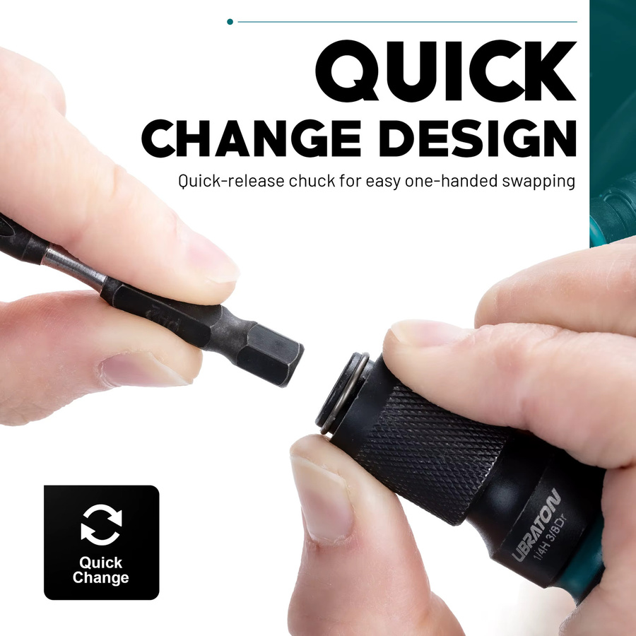 LIBRATON 4er Set Impact Hex Konverter Universal Schlagschrauber Adapter in Schwarz, 1/4 Zoll, 3/8 Zoll und 1/2 Zoll mit Innensechskant und Schnellwechsel-Funktion - Bild 2