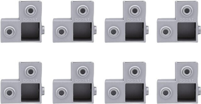 8 Stück Koogeelife Quadratrohrverbinder aus Aluminium, 1 Zoll 3-Wege L-förmige Rohrfittings, 90 Grad Klemmen für Rohreckenverbinder, Silber - Bild 1