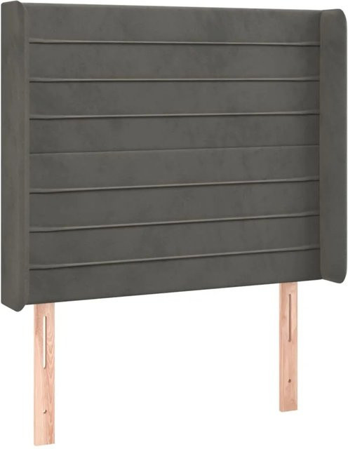 vidaXL LED Kopfteil aus Samt in Dunkelgrau mit USB-Ladeanschluss, B/T/H: 83 x 16 x 118/128 cm - Bild 1