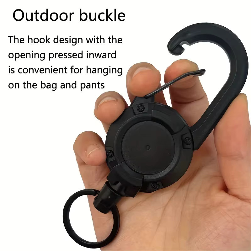 Robuste ausziehbare Schlüsselanhänger mit Karabiner und Clip-Halterung in Schwarz für Herren und Outdoor-Taschen - Bild 3