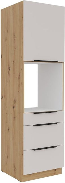 Küchen Hochschrank SOLANO in Kaschmir beige mit 3 Schubkästen, einer Tür und einem offenen Fach, Breite: 60 cm - Bild 1
