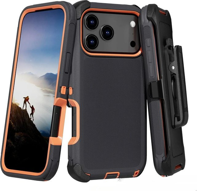 Stoßfeste 3-in-1 Militär-Panzer Handyhülle mit Gürtelclip für iPhone 17 Pro Max 16 15 14 13 in Schwarz von Tuiying002 - Bild 1