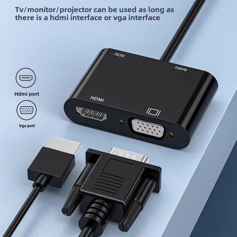 xiede 2-in-1 HDMI-zu-HDMI/VGA-Adapter mit Full HD 1080P und 3,5-mm-Audio-Konverter in Schwarz - Bild 6