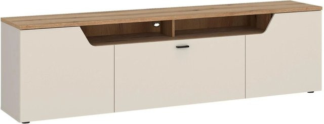 Premium Living TV-Element Cut Out in Kaschmir und Eichefarben, Breite: 195 cm, Höhe: 56,4 cm, Tiefe: 45 cm - Bild 1