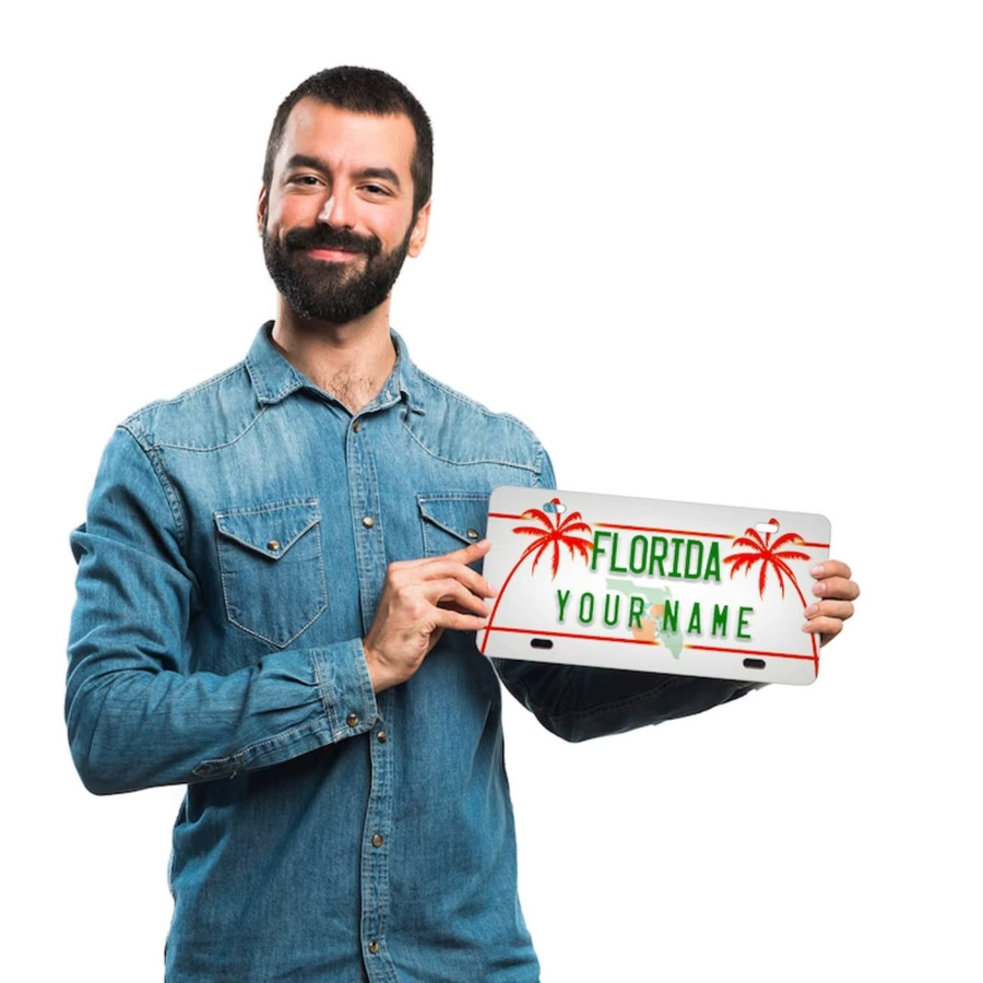Personalisiertes Florida Aluminium Nummernschild von CIFBUY in Weiß als Auto und Motorrad Dekor - Bild 2