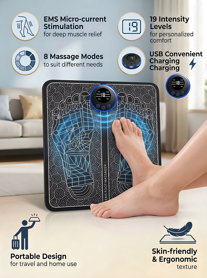 AXH EMS Fußmassagegerät mit Fußtherapie-Maschine und Vollautomatischer Fußmeridian-Druckfunktion in Schwarz - Bild 5