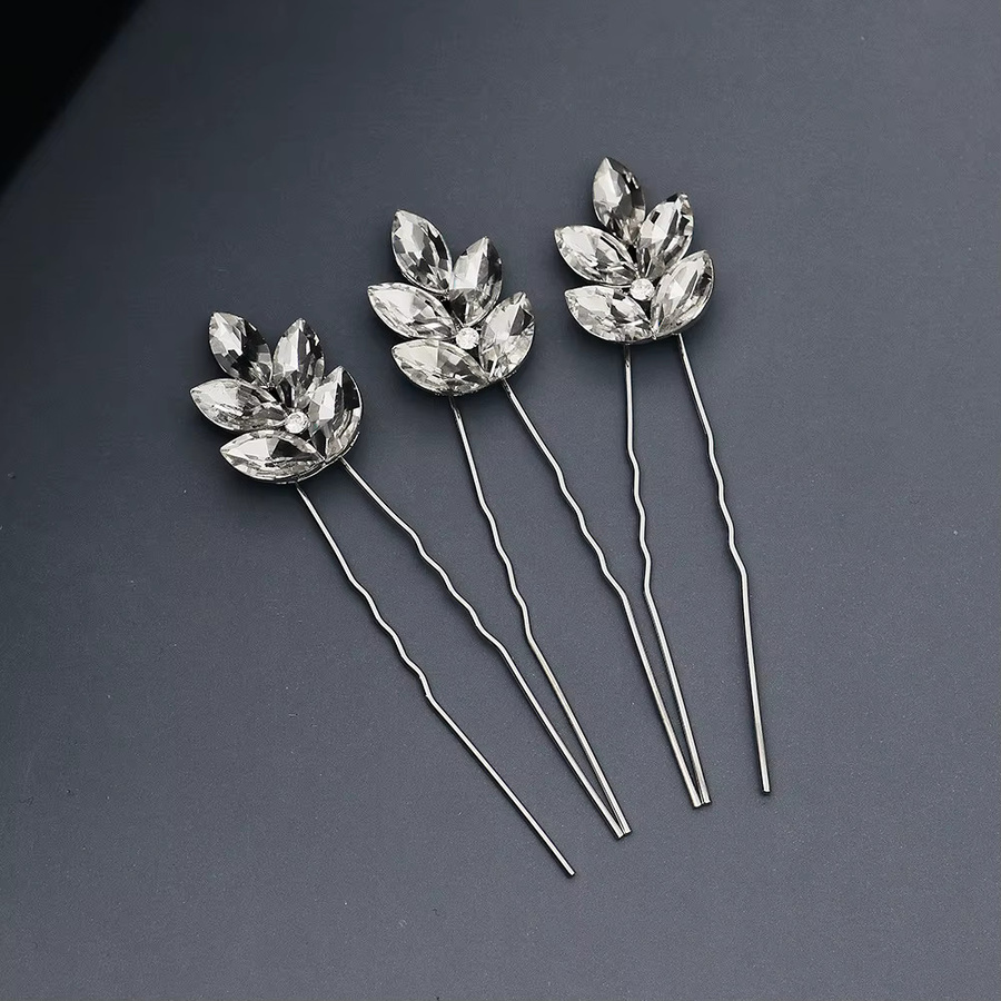 3-teilige Haarnadel, Kristallblatt, Strass, Damen - Bild 3