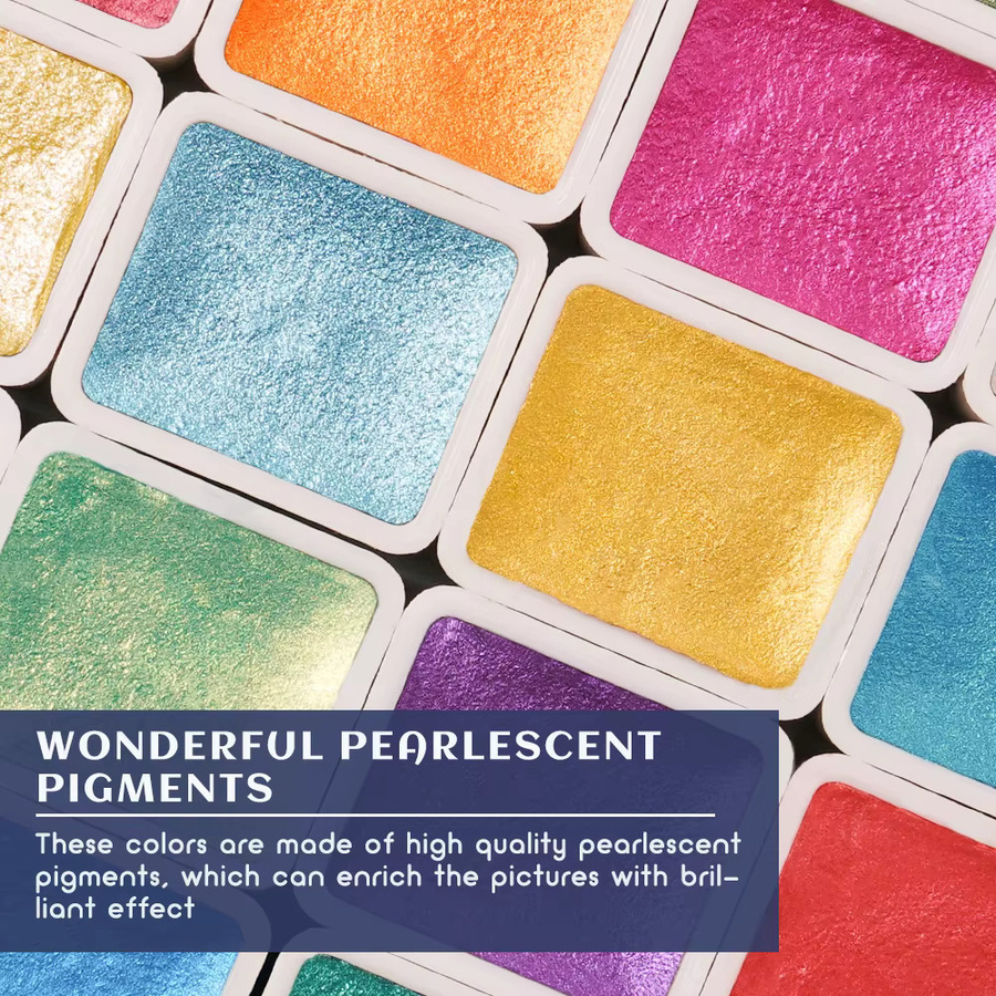 Paul Rubens Perlglanz-Aquarellfarben-Set in der rosa Box mit Palette, 48 Farben, Multicolour - Bild 3