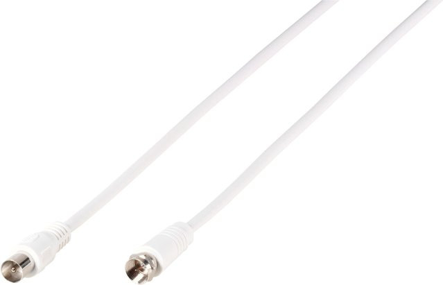 Vivanco SAT Empfängeranschlusskabel mit F-Connector in Weiß, Länge: 1,5 m - Bild 1