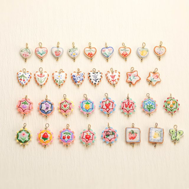 HECHENG Fruchtblüten-Charm-Anhänger, Emaille, Bunt, Damen - Bild 1