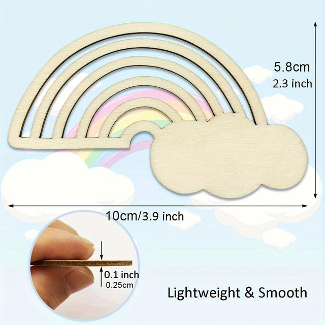 30 Stück WTEMPO Bastelausschnitte aus Holz in Herz- und Wolkenform, Beige/Braun, ideal für DIY-Projekte und Weihnachtsdekoration - Bild 1