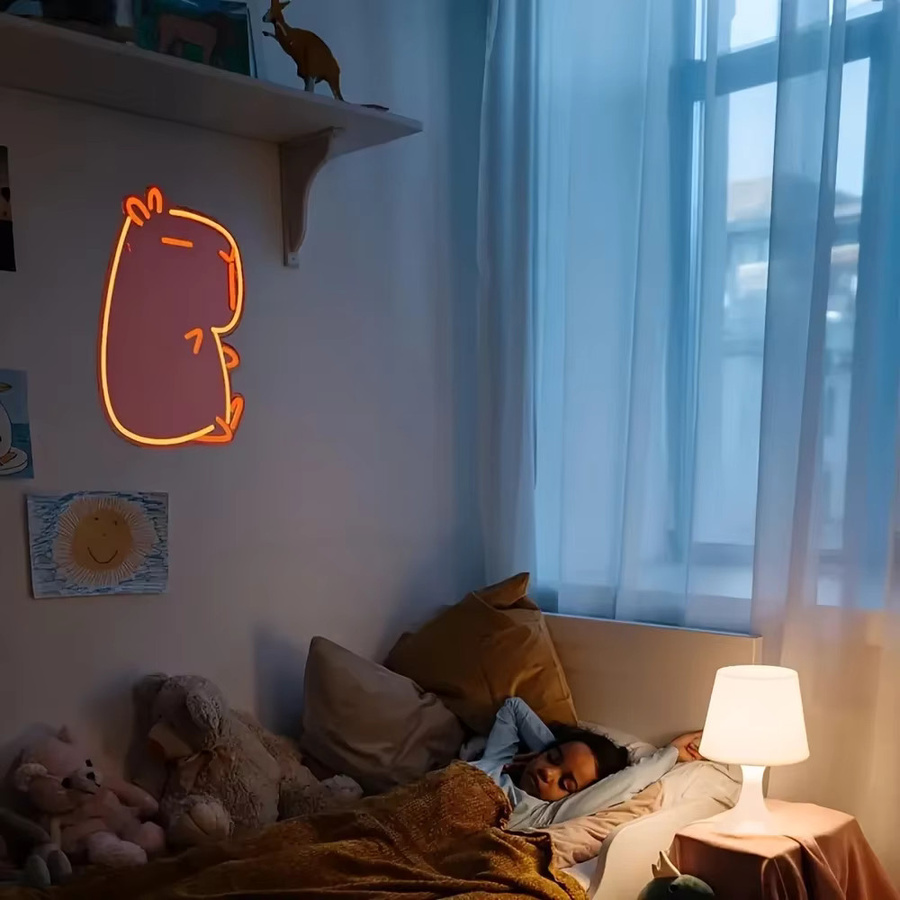 LED Wanddekoration Kapibara in Gelb als dekorative Leuchtreklame für dein Zimmer - Bild 2