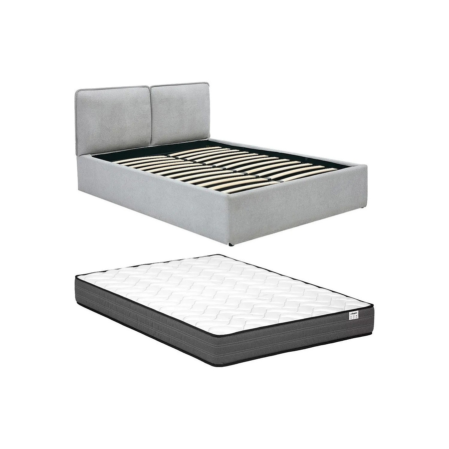 Vente-unique Bett Tenese mit Bettkasten in Lichtgrau, B/T: 160 x 200 cm, H: 223 cm - Bild 2
