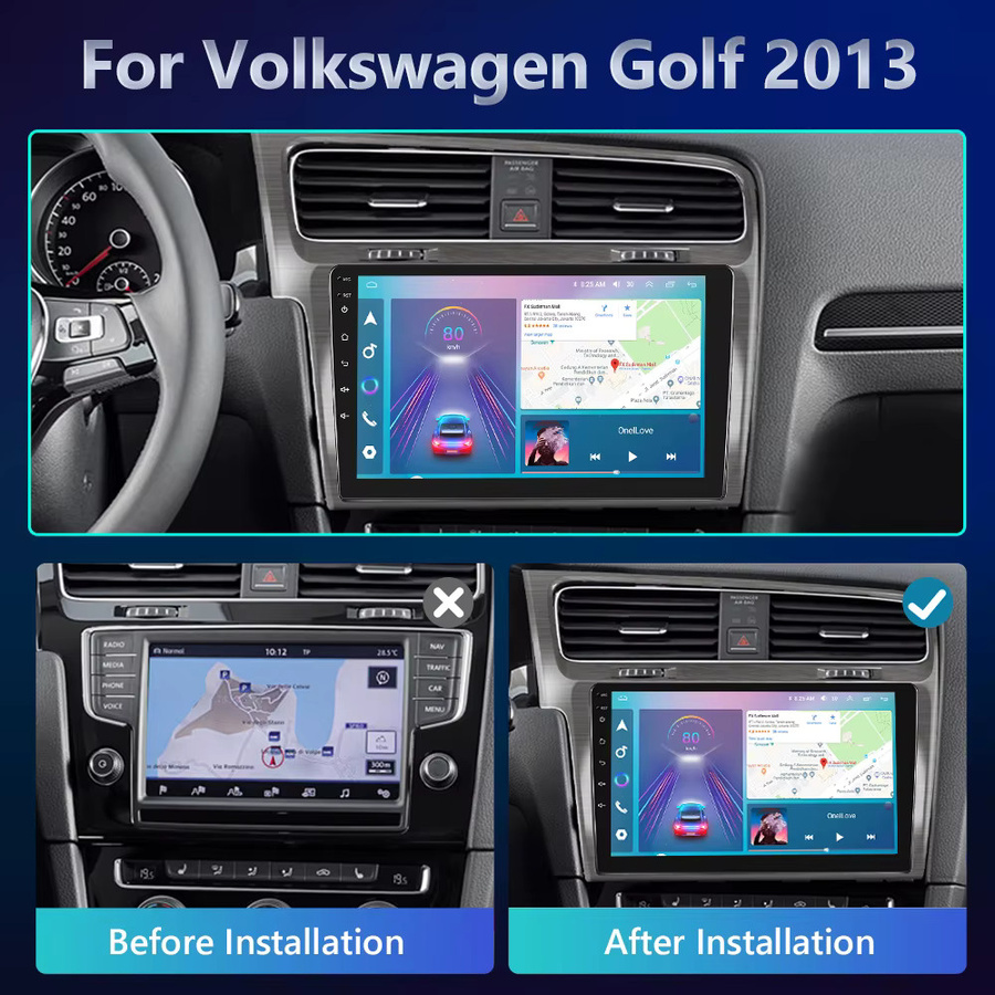 Podofo 10 Zoll Wireless Carplay Android Auto Autoradio für Volkswagen Golf 7 2013-2018 in Schwarz mit Wi-Fi - Bild 4