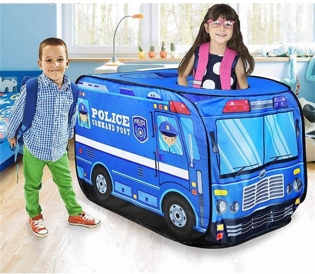 Yiran toy Spielhaus Spielzelt, Feuerwehrauto, Polizeibus, faltbar, Pop-Up, ab 3 Jahren - Bild 1