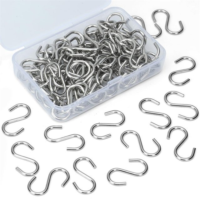 100 Stück Mini S-Haken aus Metall in Schwarz und Silber inklusive Aufbewahrungsbox für DIY-Handwerk und Schmuckanhänger - Bild 1