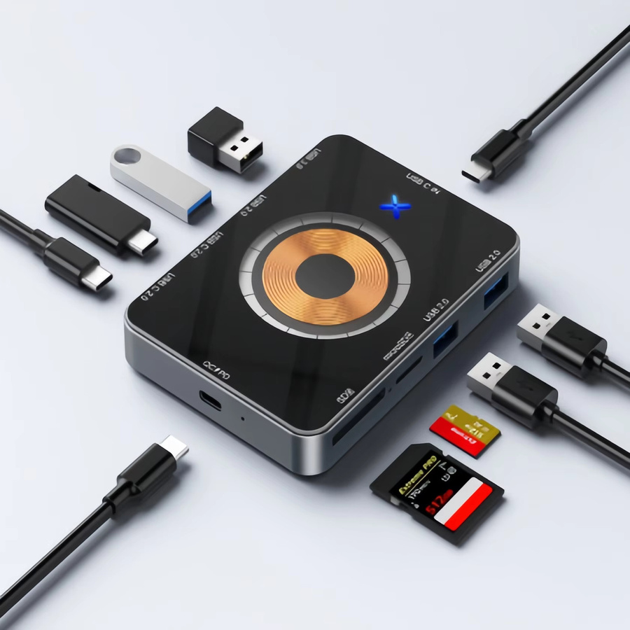 Bytelike 10-in-1 USB 3.0 Hub mit Wireless Charger, PD 100W und SD/TF Kartenleser, USB-C - Bild 3