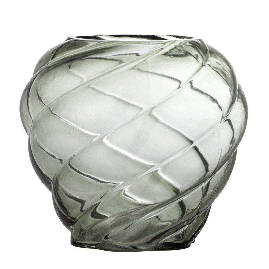 Bloomingville Vase Leyan aus grünem Glas mit eingraviertem Muster, Höhe: 19 cm - Bild 1