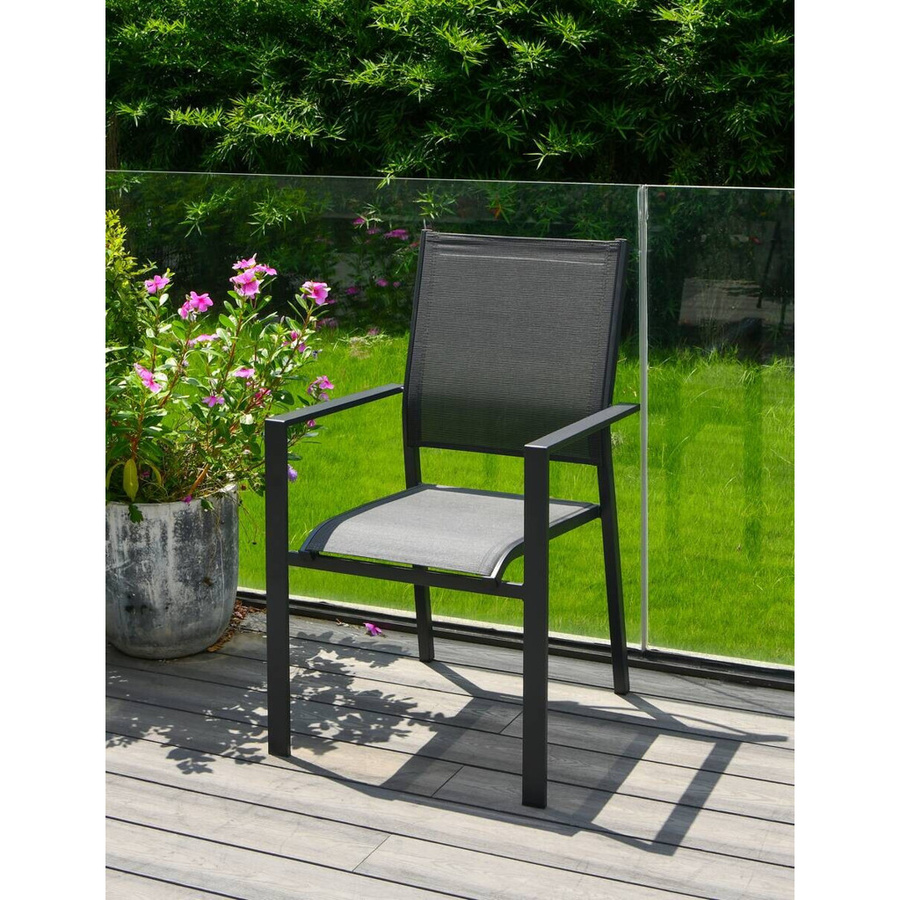 POCOline Stapelstuhl aus Stahl und Textilene in Grau, B/H/T: 56 x 92 x 59 cm - Bild 2