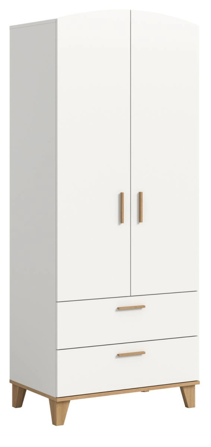 Kleiderschrank Aurora 2-türig in Weiß und Eiche mit integrierten Schubladen, B/T/H: 81 x 51 x 198 cm - Bild 2