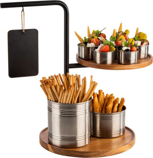 APS Etagere IRON aus Metall und Akazienholz in Schwarz/Braun, Breite: 30 cm, Höhe: 44 cm - Bild 1