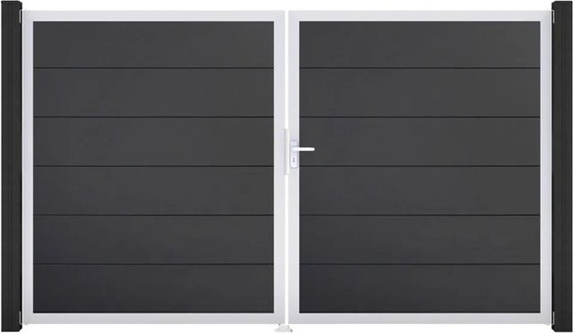 GroJa Steckzaun Tor BasicLine DIN Rechts EV1 in Anthrazit, 2-flügelig - Bild 1