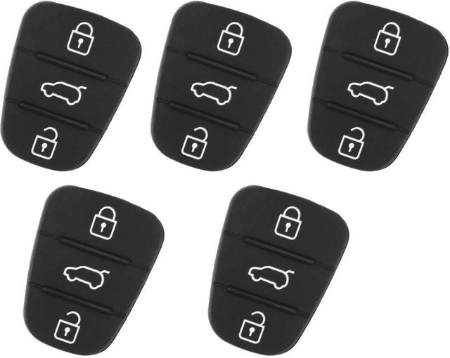 5er Set KaiSai Ersatz Fernbedienungs-Autoschlüsselhülle aus Gummi für 3-Knopf-Schlüssel passend für Hyundai und Kia in Schwarz - Bild 1