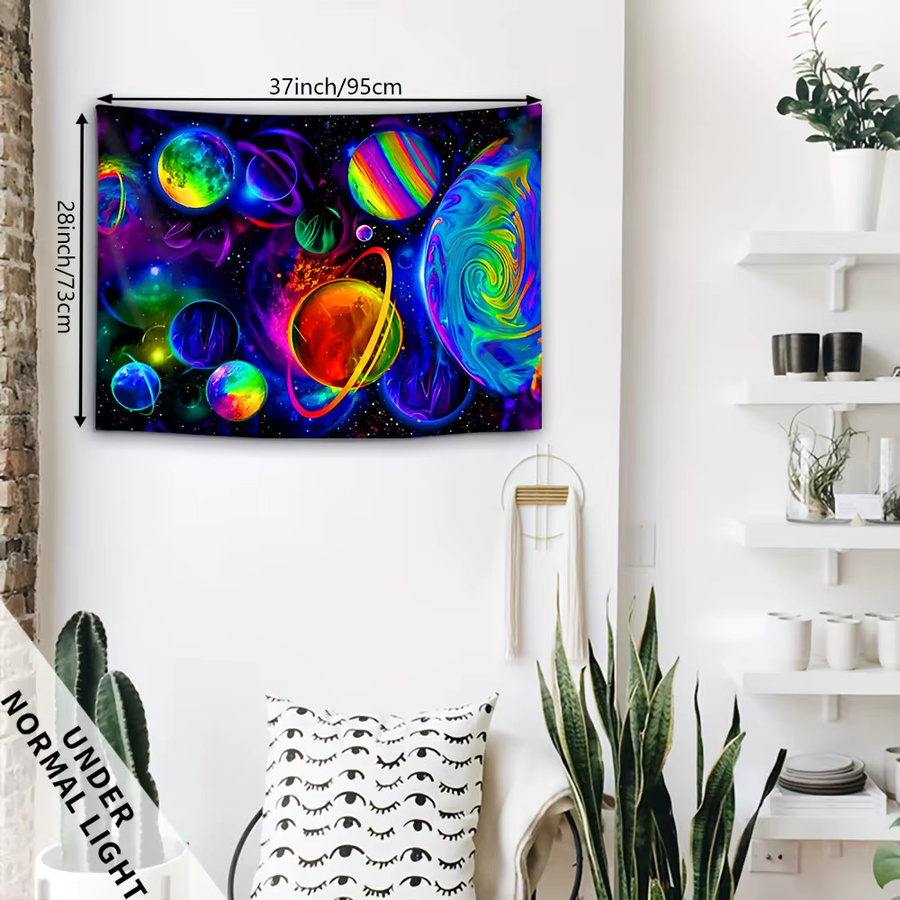 VIKAMA Cosmic Planet Wandteppich in Multicolour, moderner abstrakter Grafik-Wandteppich aus Textil - Bild 3