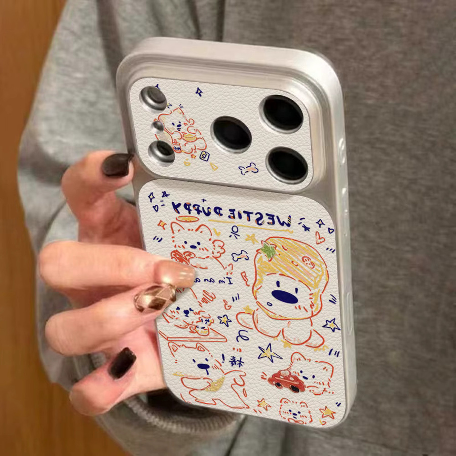 AKABEILA Handyhülle mit Welpen-Graffiti-Design und Lanyard für iPhone, stoßfeste Silikon-Lederhülle, Mehrfarbig - Bild 6