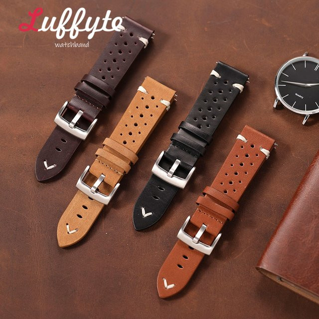 luffyte Uhrenarmband, gewachstes Rindsleder, 20 mm, 22 mm, Herren - Bild 1