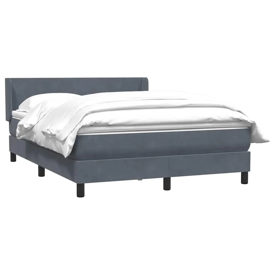 vidaXL Boxspringbett mit Matratze Dunkelgrau aus Samt, Hybrid-Design mit Taschenfederkern, B/T/H: 160 x 210 x 78 cm - Bild 2
