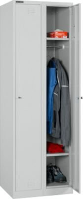 Schäfer Shop Select Garderobenspind Set, 2-teilig, grau, Feinblech, mit Zylinderschloss, Kleiderstange und Böden, B/T/H: 30,0 x 45,7 x 180,0 cm - Bild 1