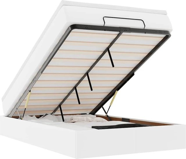 vidaXL Ottoman-Bett mit Matratze in Weiß aus Kunstleder mit Lift-up-Funktion B/T/H: 120 x 193 x 28 cm - Bild 1