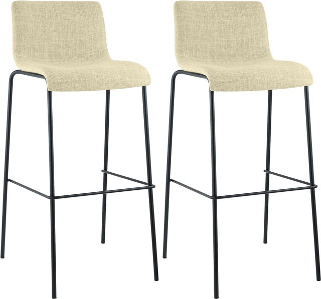 CLP Barhocker 2er Set Hover mit Lehnen in Beige, stapelbare Barstühle mit Stoffbezug und Metallgestell, bis 150 kg belastbar - Bild 1