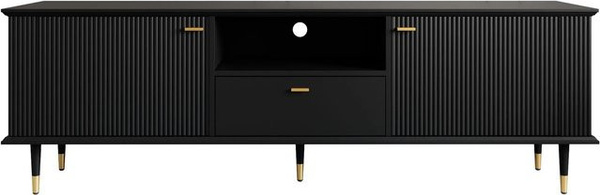 okwish TV Schrank in Schwarz mit Soft-Close-Schubladen und offenen Fächern für dein Wohnzimmer, B/T/H: 170 x 36 x 54 cm