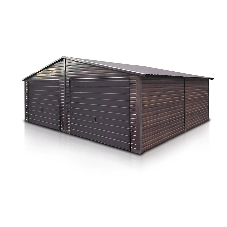 Liderstal Doppelgarage Basic aus Trapezprofilblech mit Satteldach und Schwingtor in Holzoptik Braun, B: 700 cm, T: 600 cm, H: 290 cm - Bild 2