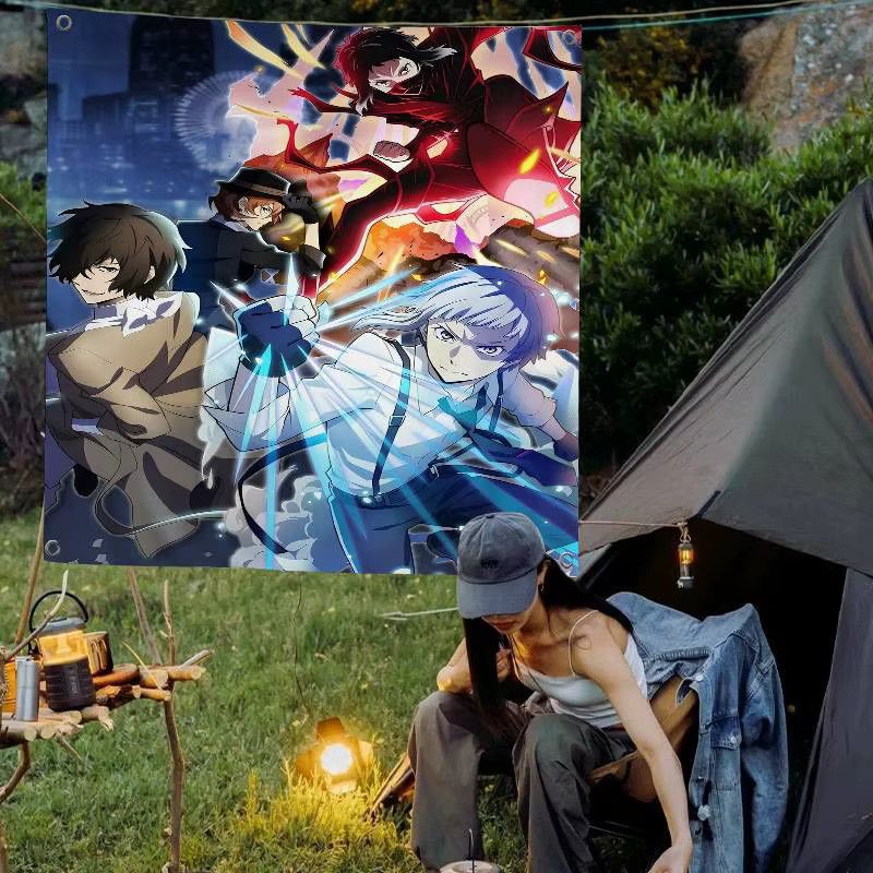Potdemiel Wandbehang Bungo Stray Dogs Japanische Anime Vintage Cartoon Flagge Multicolor - Bild 5